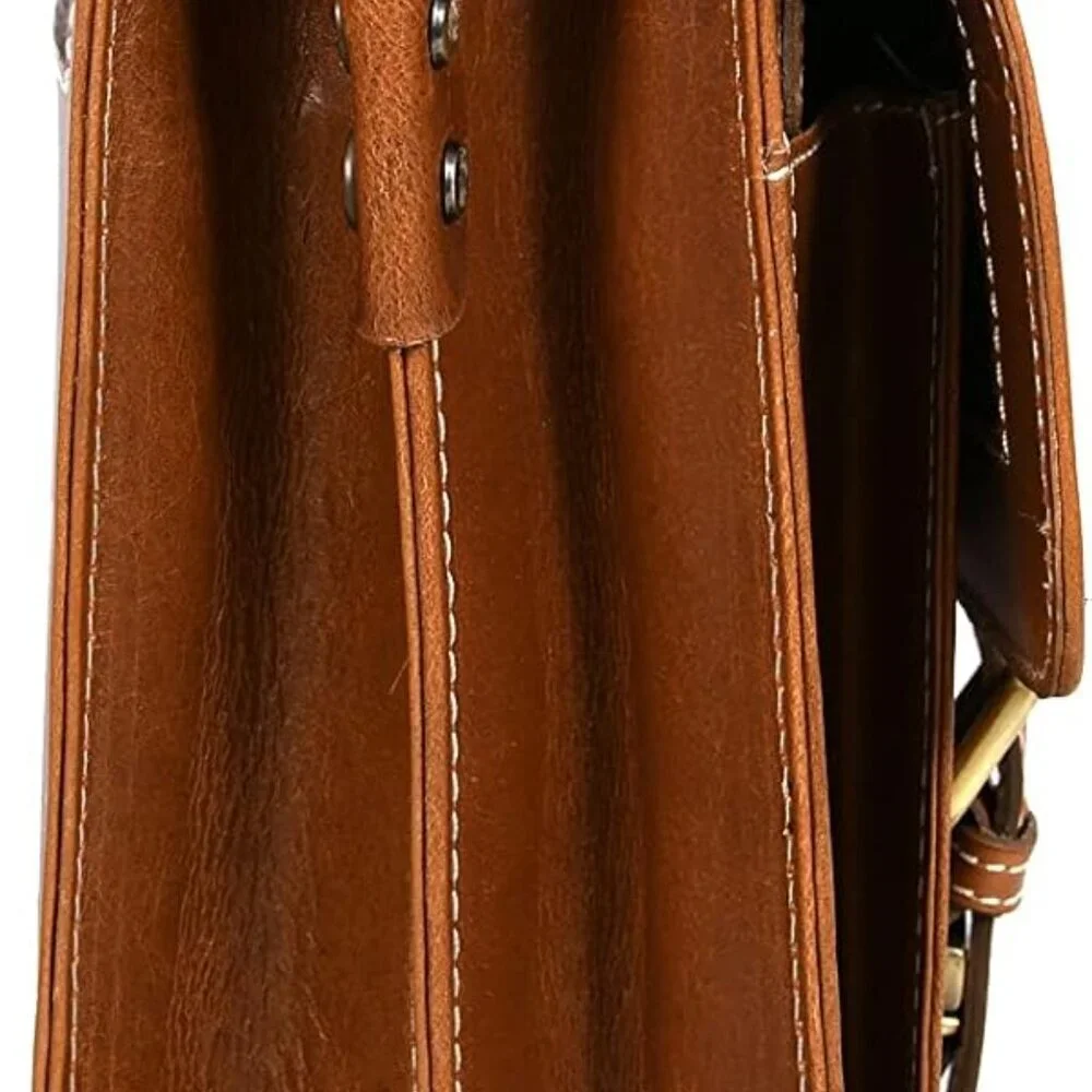 Leather Briefcase Office Bag for Men Padded Laptop Sleeve by 16Inch